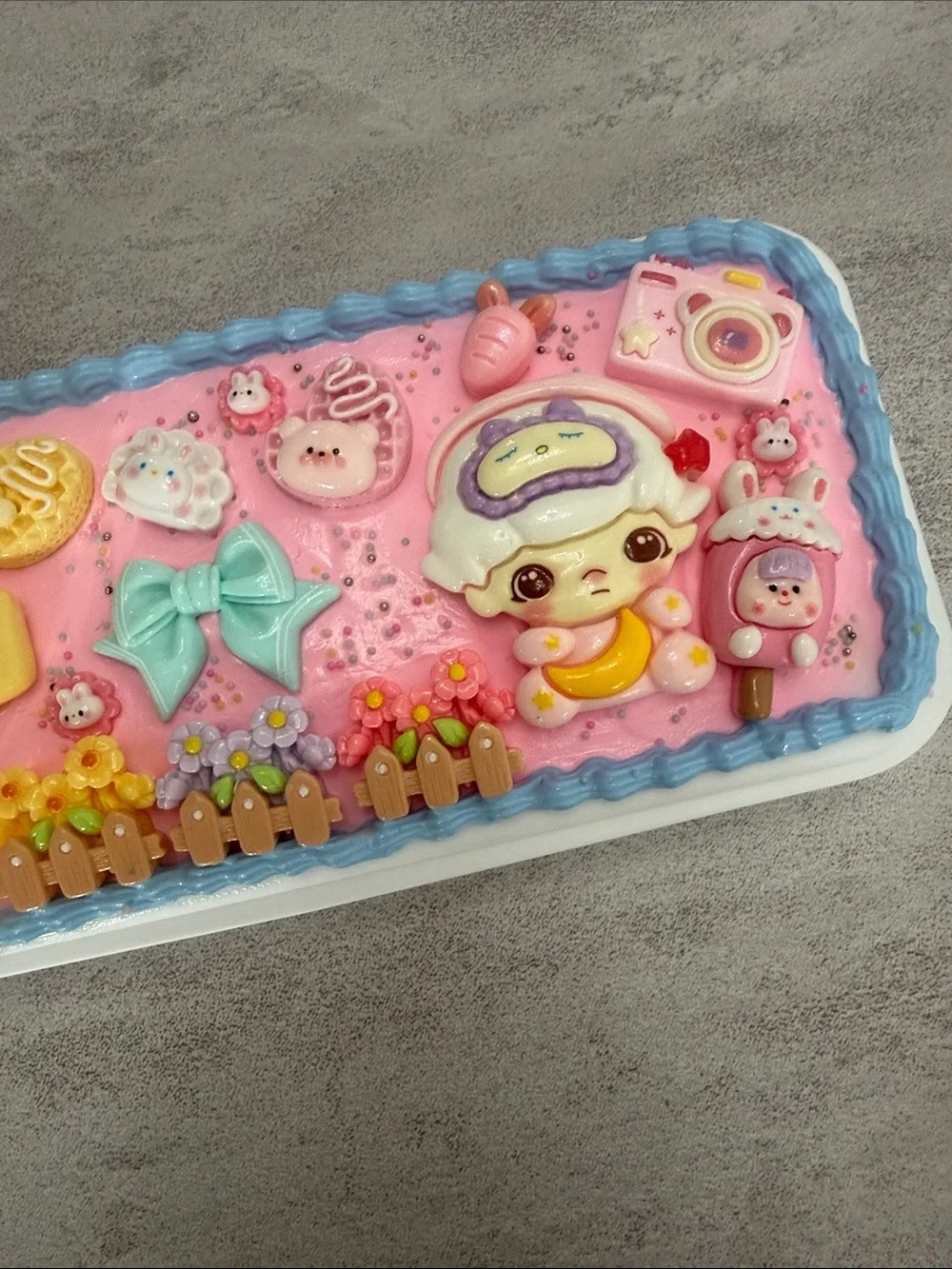 Decorative Pink Cartoon Storage Box with Mint Bow Accent